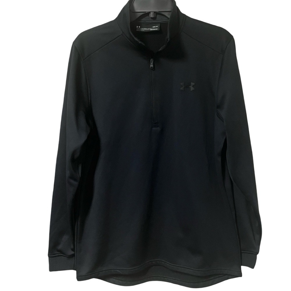 Under Armour Men ColdGear Black Loose Fit 1/4 Zip Pullover Sweatshirt Medium